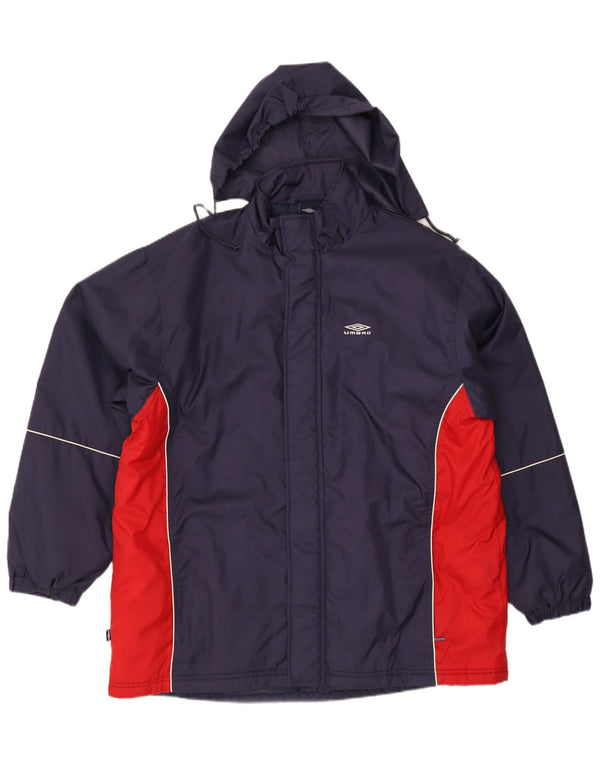 Giacca a vento con cappuccio da uomo Umbro UK 42 XL Nylon color block blu navy