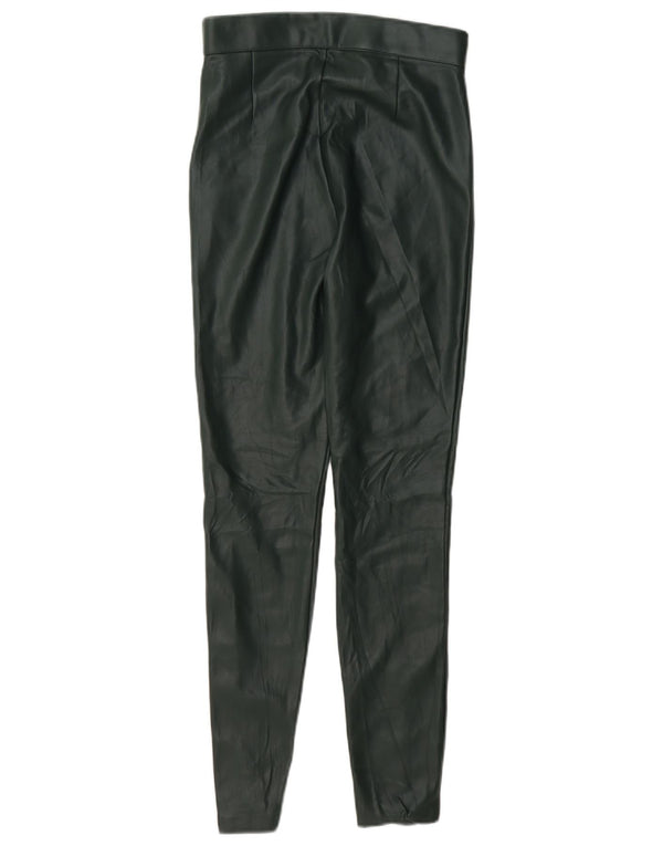 Pantaloni skinny da donna in ecopelle Zara XS W24 L28 poliestere verde