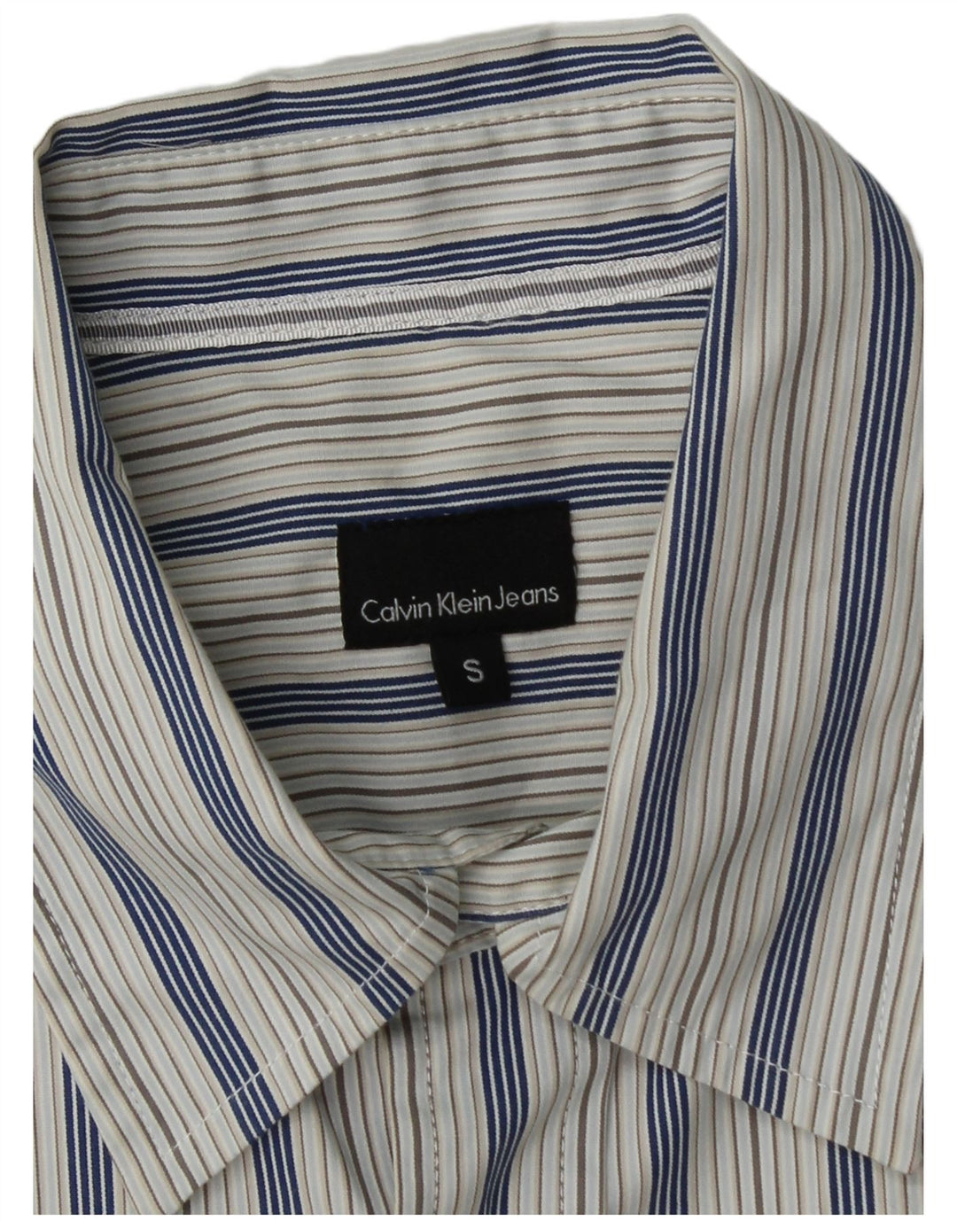 Camicia da uomo Calvin Klein Jeans piccola in cotone a righe blu