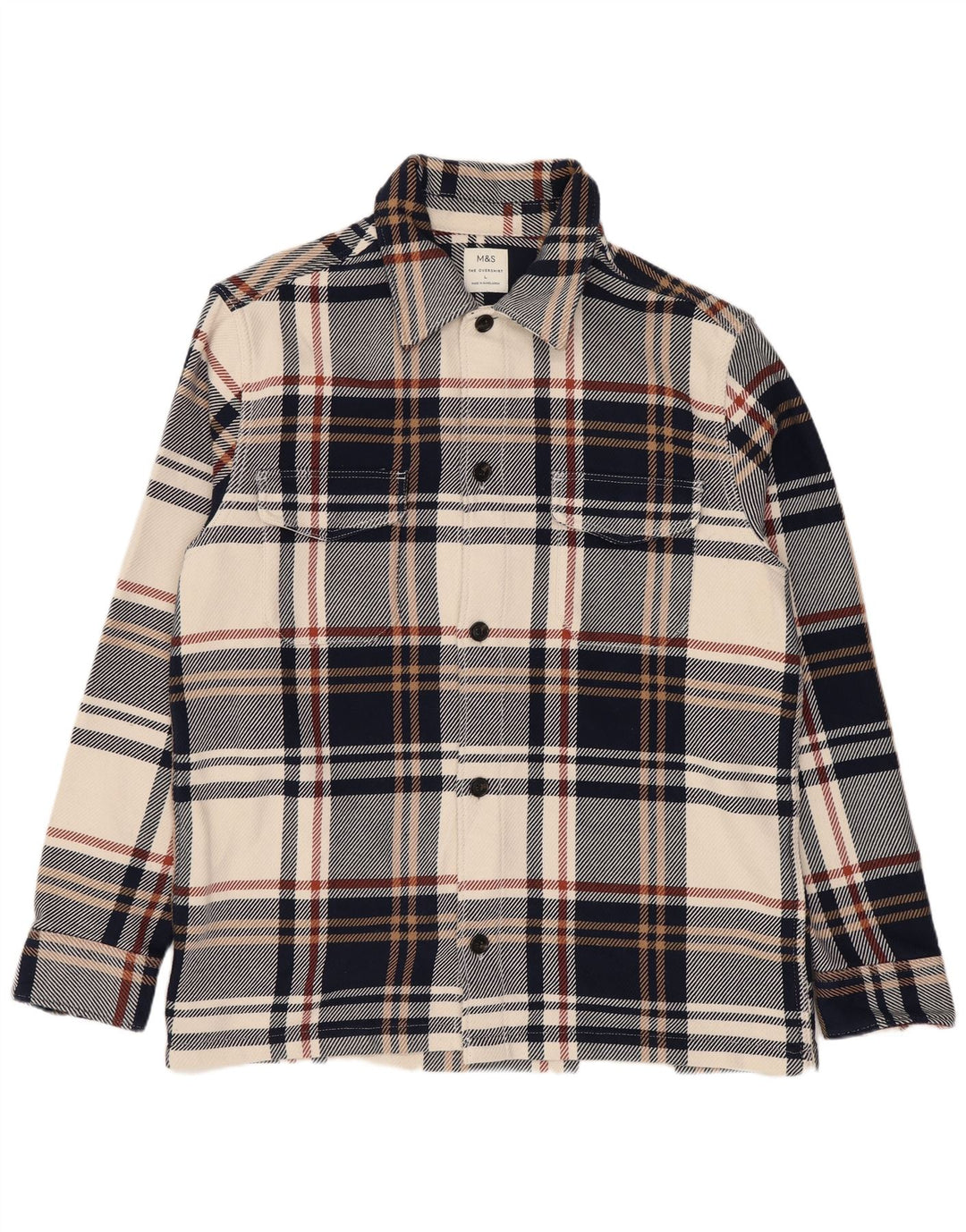 Marks & Spencer Camicia da uomo overshirt in flanella grande plaid multicolore