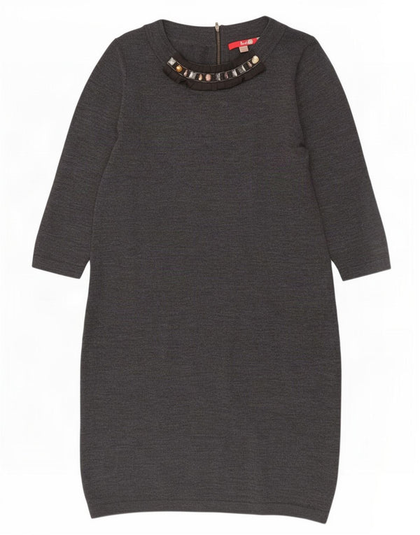 Boden Womens 3/4 Sleeve Jumper Dress UK 14 Large Grey Wool
