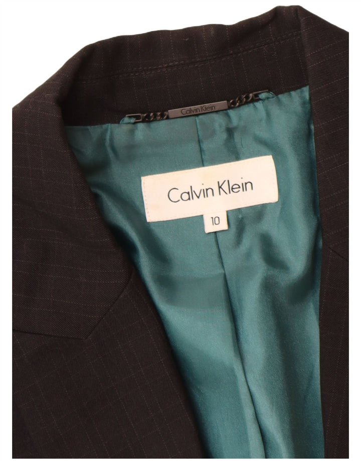 Giacca blazer da donna Calvin Klein UK 10 Small Black Check Poliestere
