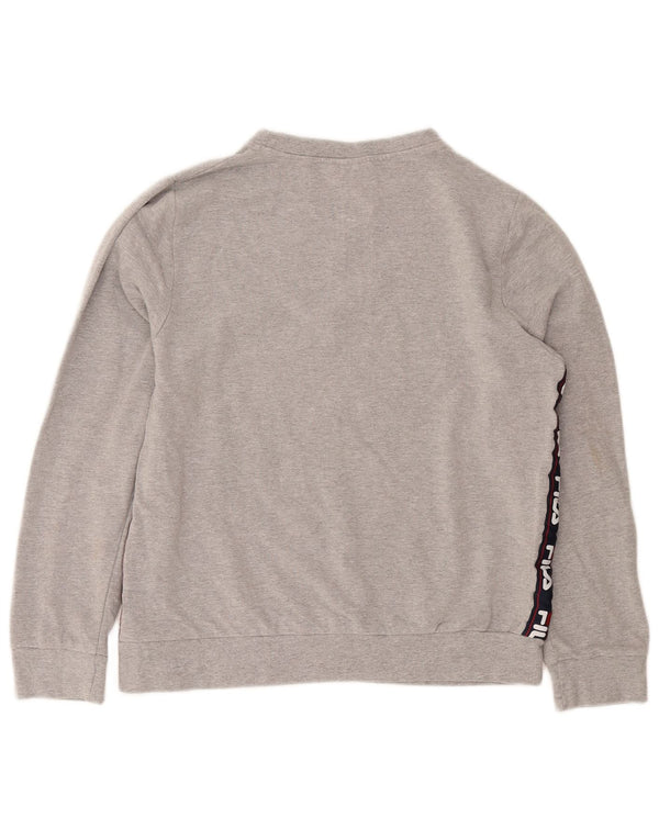 Fila Womens Graphic Sweatshirt Jumper UK 16 Large Grey Cotton