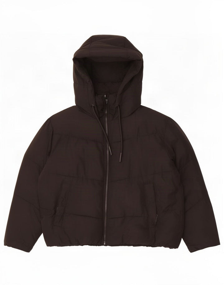 Giacca imbottita oversize con cappuccio da donna Zara UK 10 piccola poliestere nero