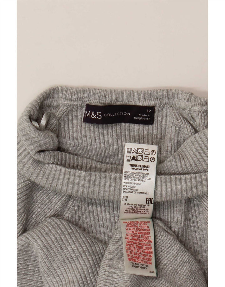 Maglione maglione a collo alto da donna Marks & Spencer UK 12 Viscosa grigio medio