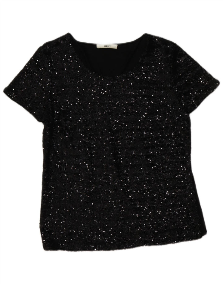 Camicetta con paillettes da donna Oasis Top UK 12 Viscosa media nera