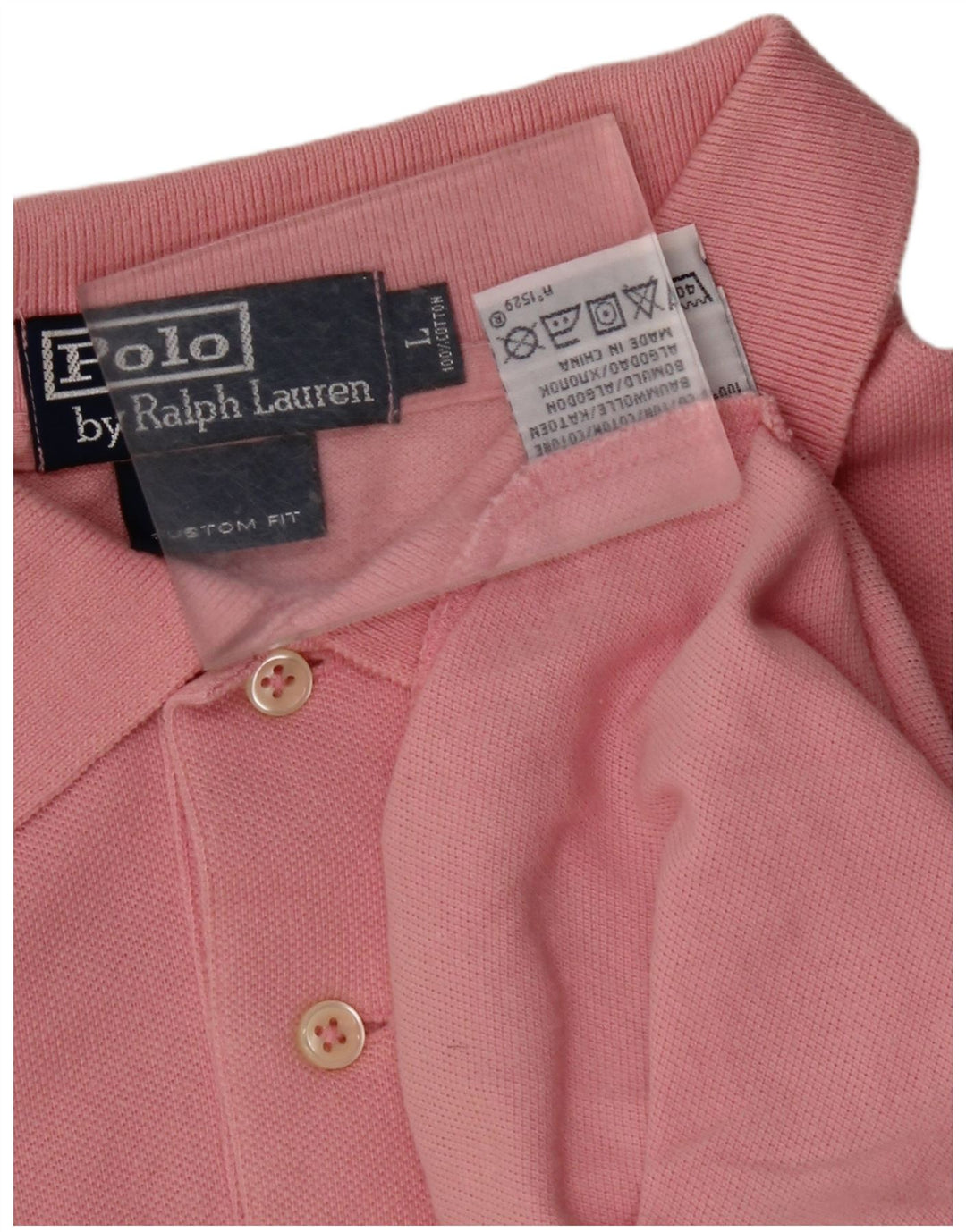 POLO RALPH LAUREN Polo da uomo a maniche lunghe su misura grande in cotone rosa