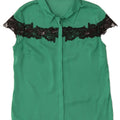 Guess Camicia a maniche corte da donna Camicetta UK 10 Small Verde Poliestere