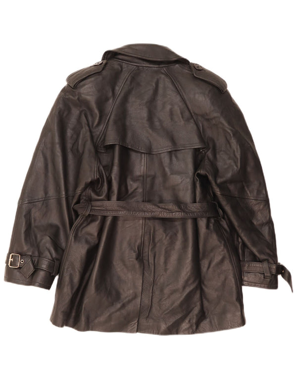 Giacca doppiopetto militare vintage da donna vestibilità ampia UK 10 piccola nera