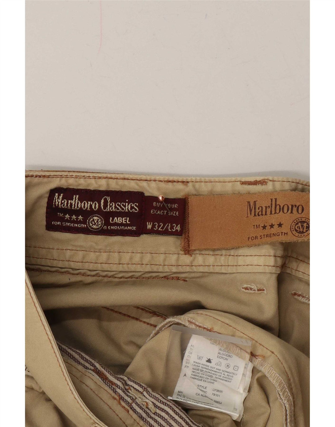 Pantaloni cargo dritti da uomo Marlboro Classics W32 L34 cotone kaki