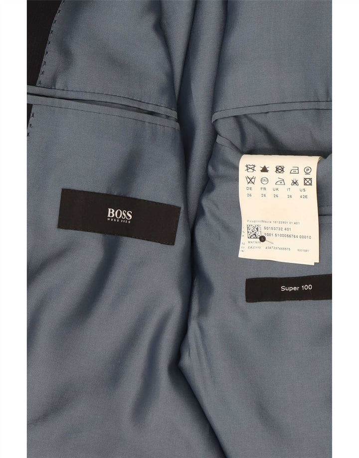 Giacca blazer da uomo a 2 bottoni Hugo Boss US 42 XL lana grigia