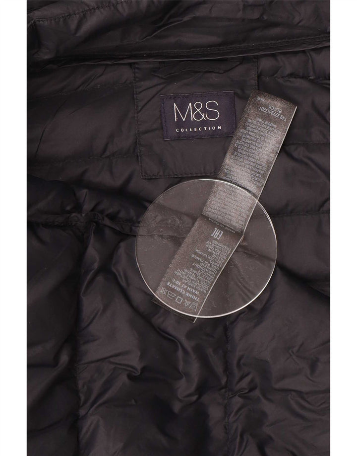 Cappotto imbottito con cappuccio da donna Marks & Spencer UK 12 medio nero in poliammide