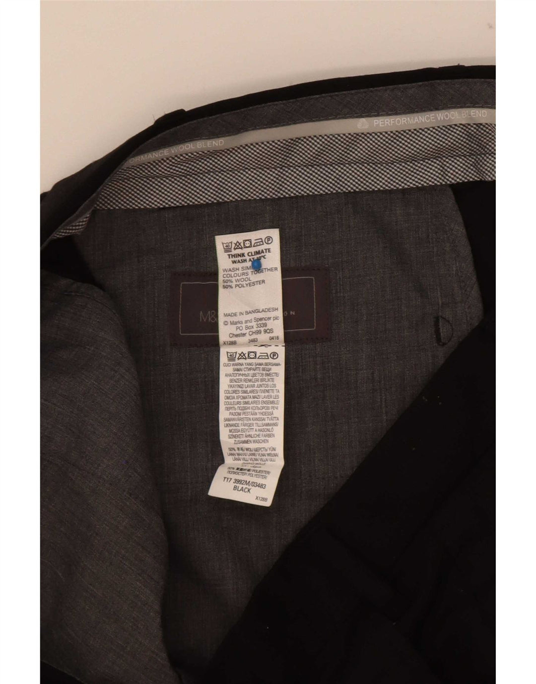 Pantaloni da abito dritti su misura da uomo Marks & Spencer W38 L31 in lana nera