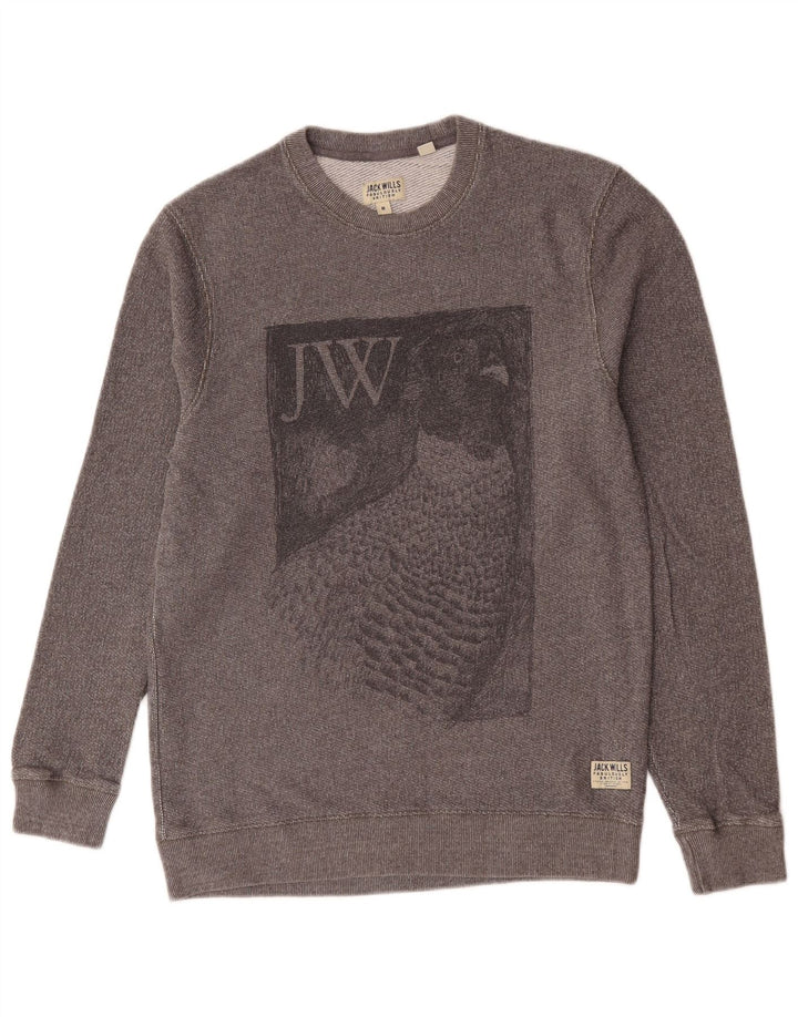 Felpa grafica da uomo Jack Wills Maglione cotone grigio medio