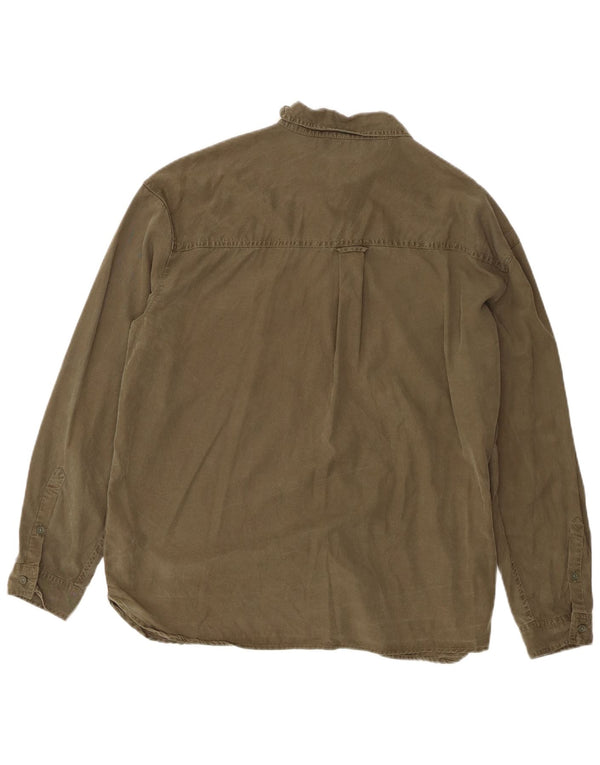 Camicia di jeans vestibilità ampia a maniche lunghe da donna Fat Face UK 16 Large Lyocell verde