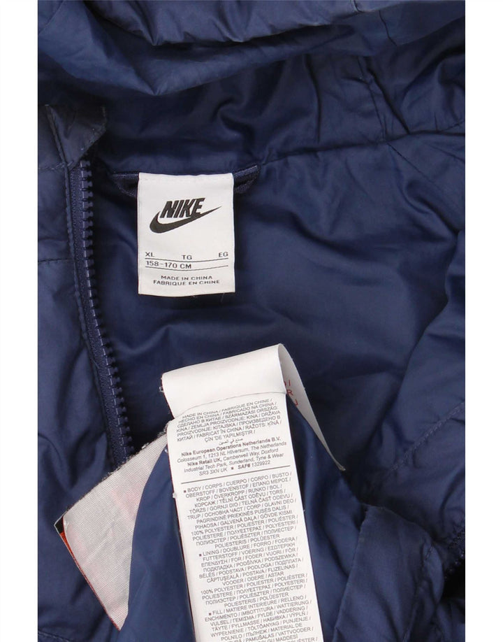 Giacca imbottita con cappuccio Nike da bambino 13-14 anni XL blu navy in poliestere