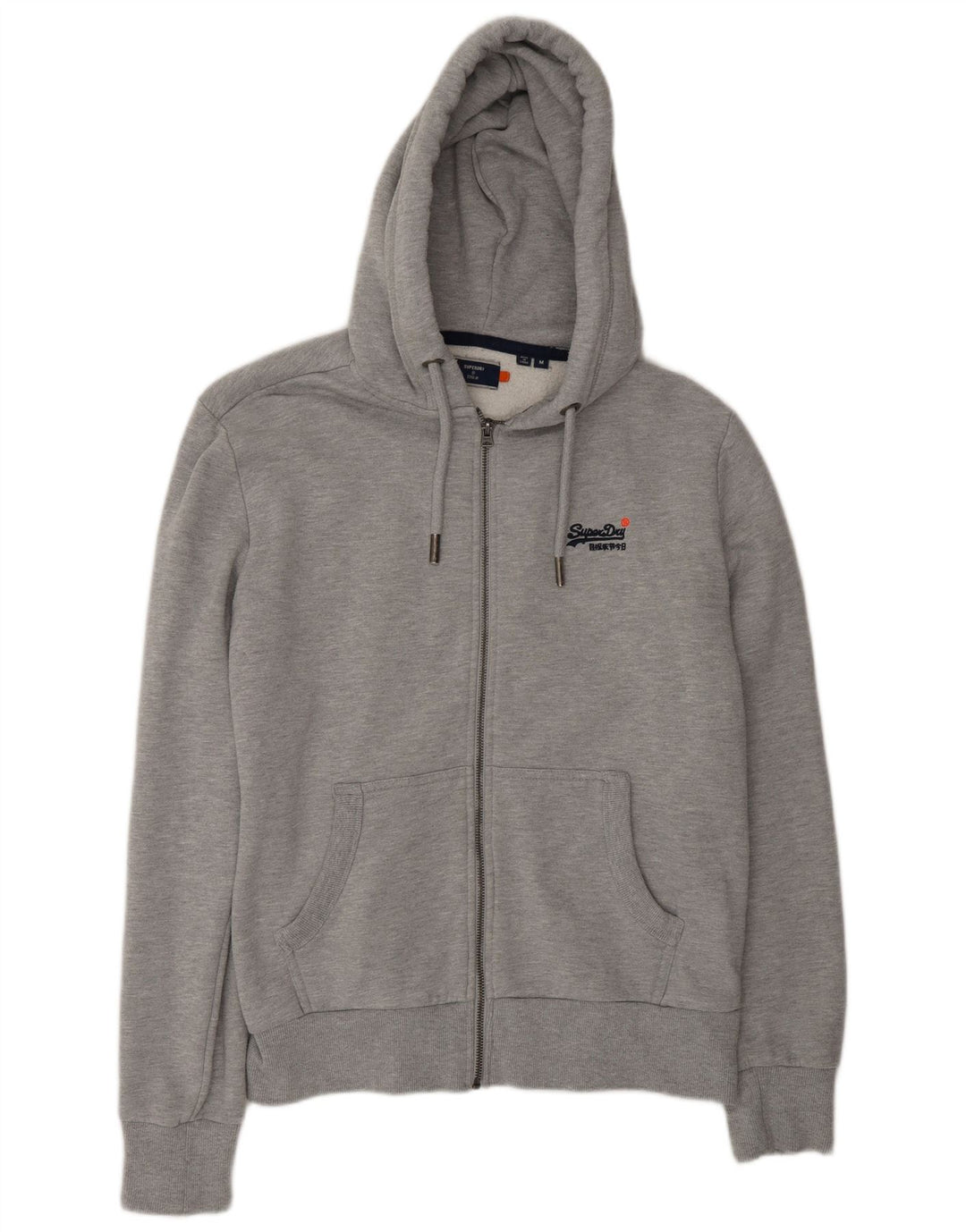 Maglione con cappuccio e zip da uomo Superdry in cotone grigio medio