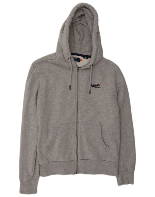 Maglione con cappuccio e zip da uomo Superdry in cotone grigio medio