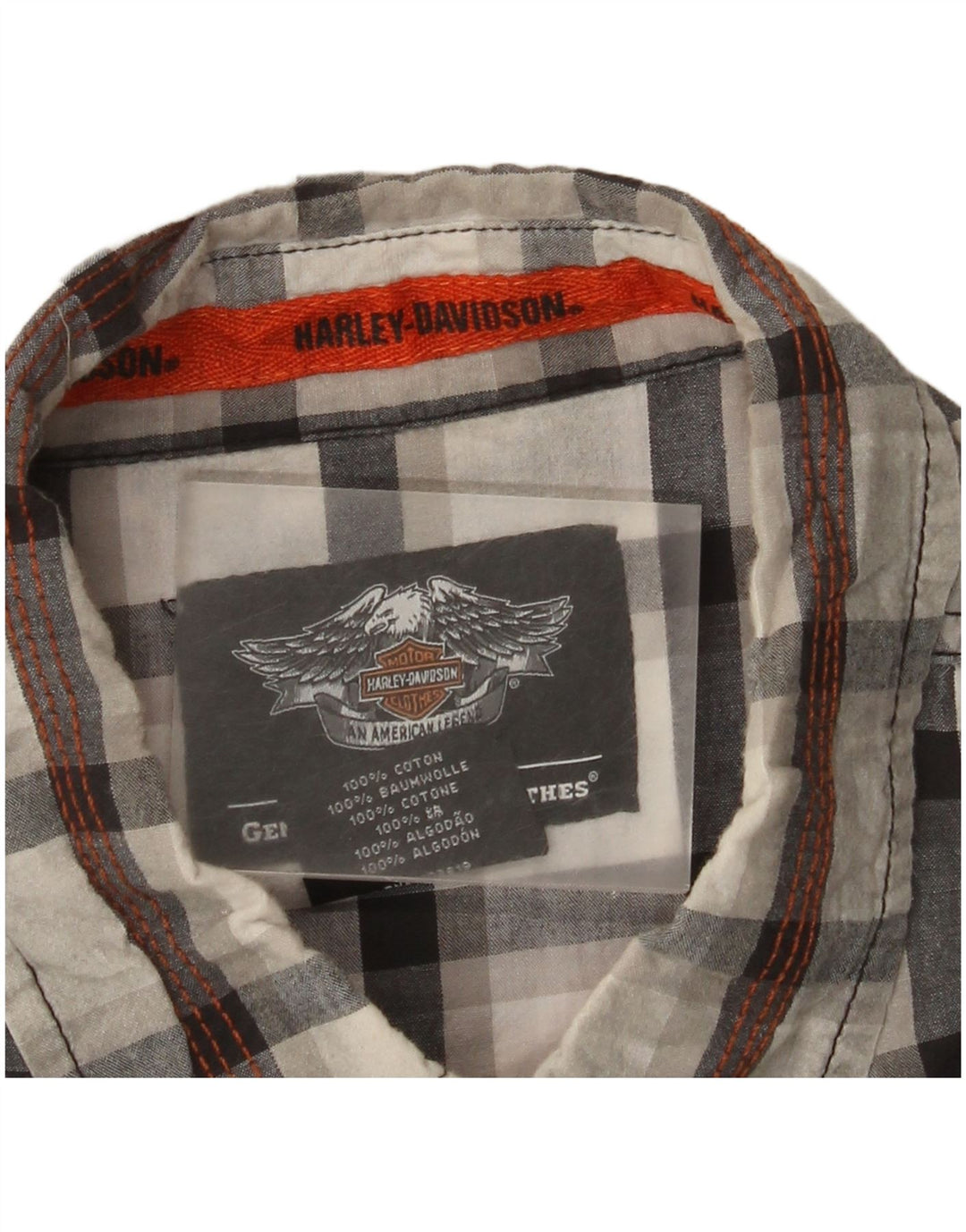 Camicia a maniche corte grafica da uomo Harley Davidson XL in cotone grigio a quadri