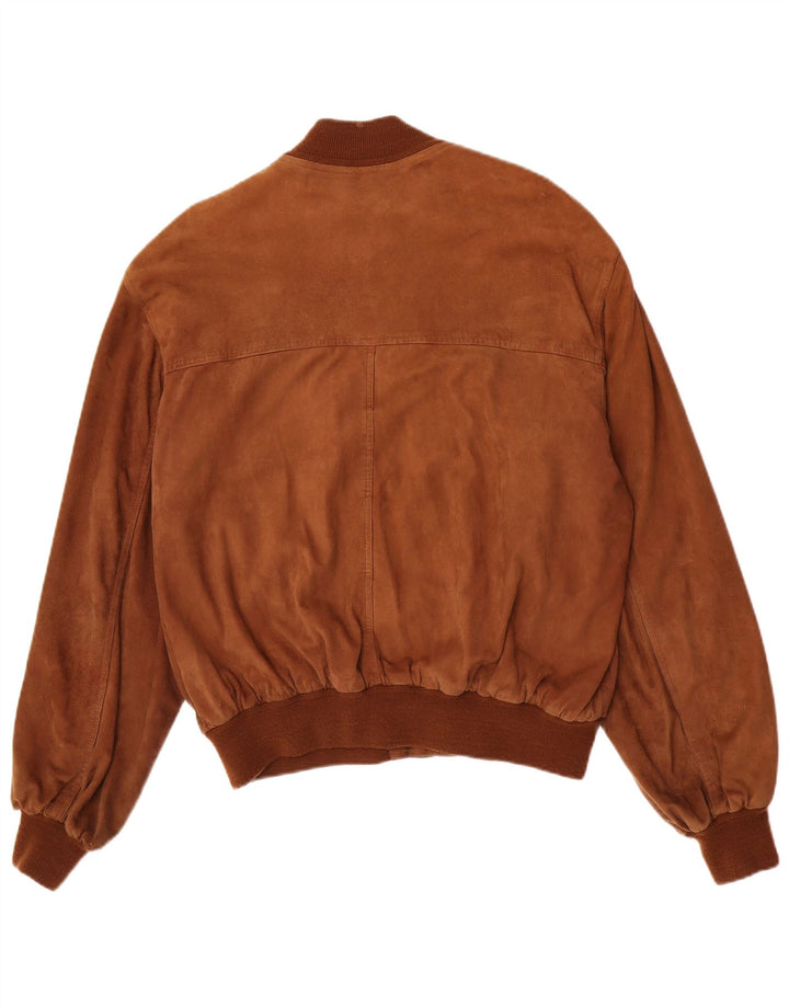 Giubbotto bomber in pelle scamosciata vintage da uomo IT 50 grande in pelle scamosciata marrone