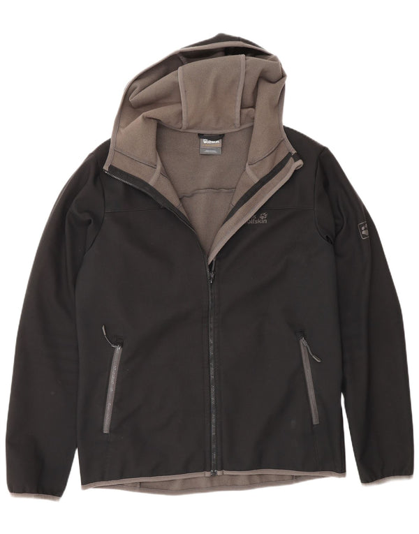 Giacca a vento con cappuccio da uomo Jack Wolfskin UK 36/38 Medium Black Sports