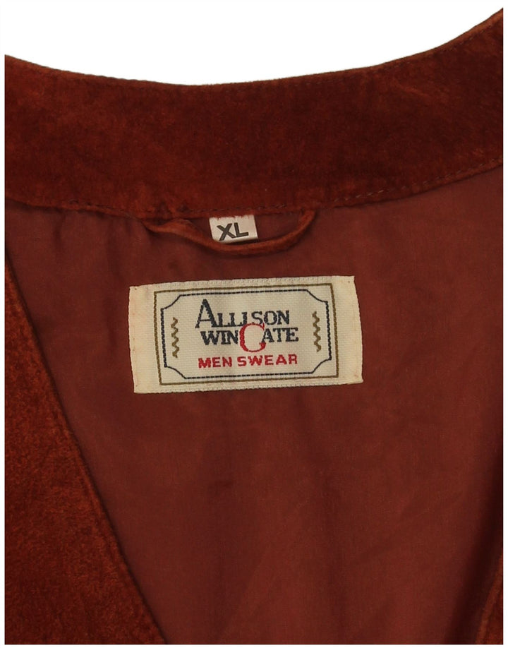 Gilet da uomo in pelle scamosciata Allison Wingate XL in pelle marrone