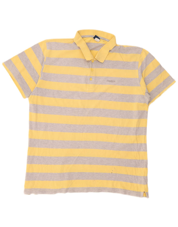 Polo Reebok da uomo XL in cotone a righe gialle