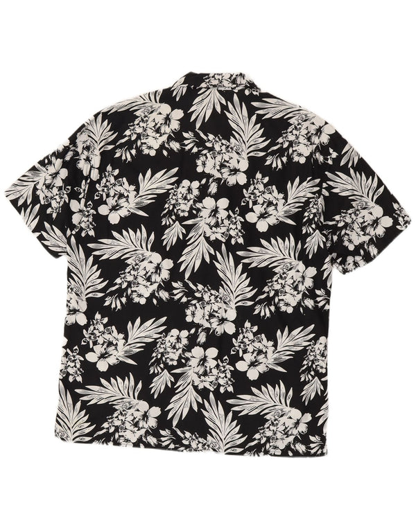 Camicia a maniche corte da uomo Jack & Jones grande cotone floreale nero