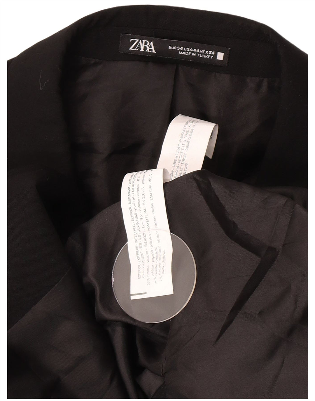 Giacca blazer da uomo a 2 bottoni Zara EU 54 XL viscosa nera