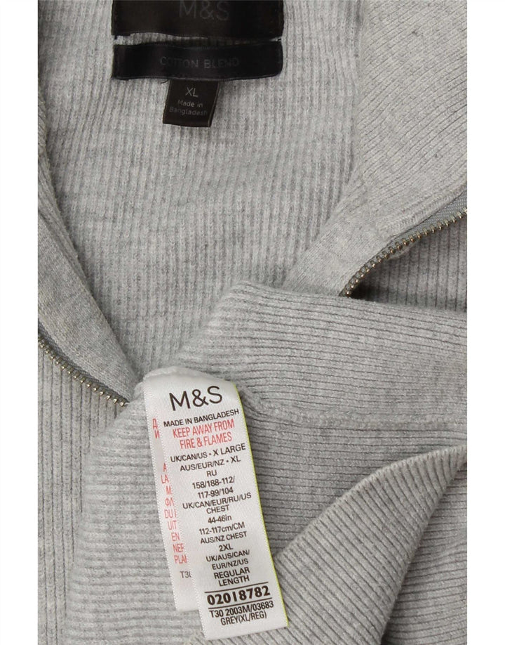 Maglione da uomo Marks & Spencer con zip e collo XL in poliestere grigio