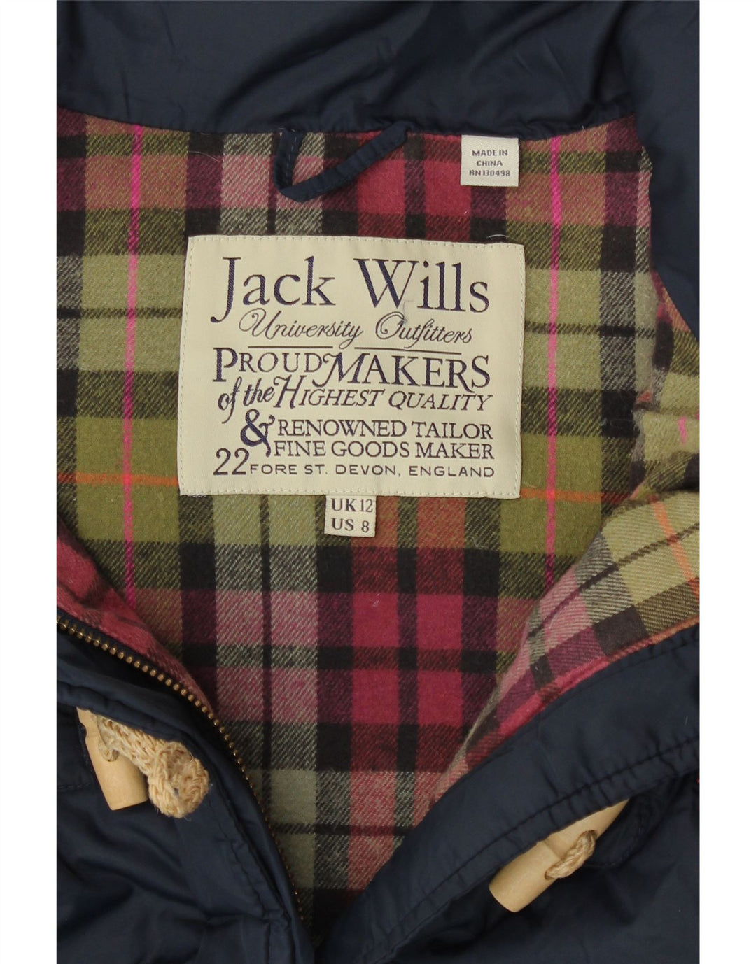 JACK WILLS Womens Duffle Padded Gilet UK 12 Medium Navy Blue Nylon