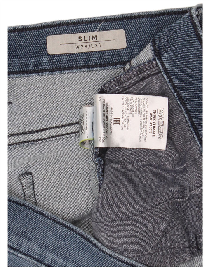 Jeans Slim da Uomo Marks & Spencer W38 L31 Cotone Blu