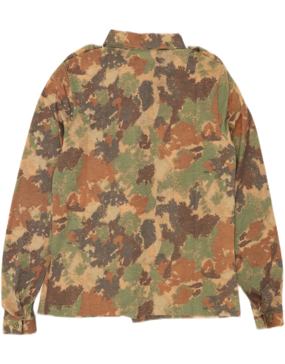 PLEASE Womens Military Shirt UK 14 Medium Green Camouflage Vintage Please and Second-Hand Please from Messina Hembry 