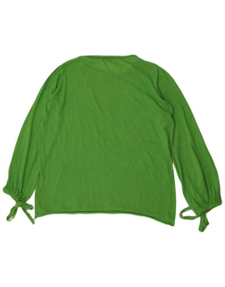 Top Zara da donna oversize a maniche lunghe UK 10 piccolo poliestere verde