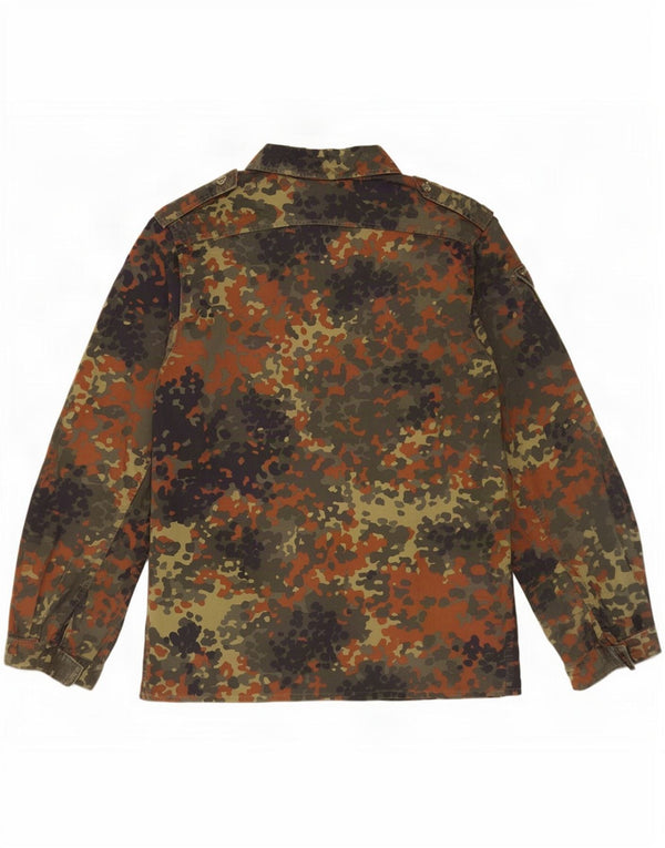 Camicia militare vintage da uomo in cotone mimetico kaki medio
