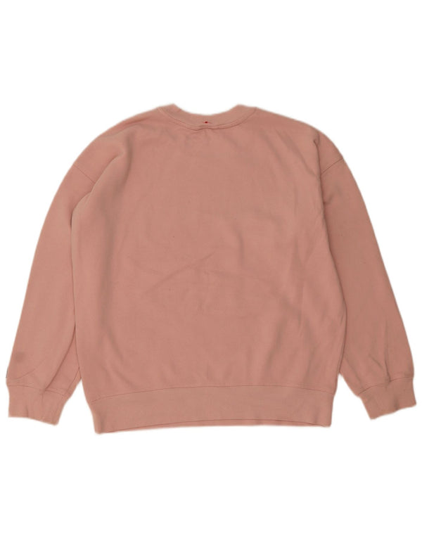 Dkny Womens Graphic Oversized Sweatshirt Jumper UK 14 Medium Pink Cotton