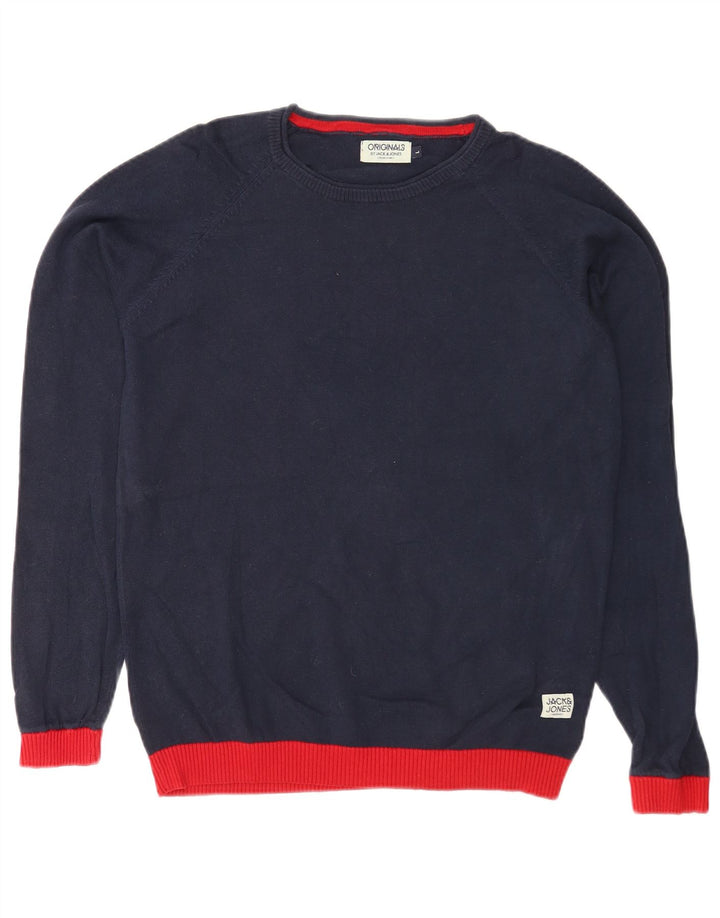 Maglione maglione girocollo da uomo Jack & Jones grande color block blu navy