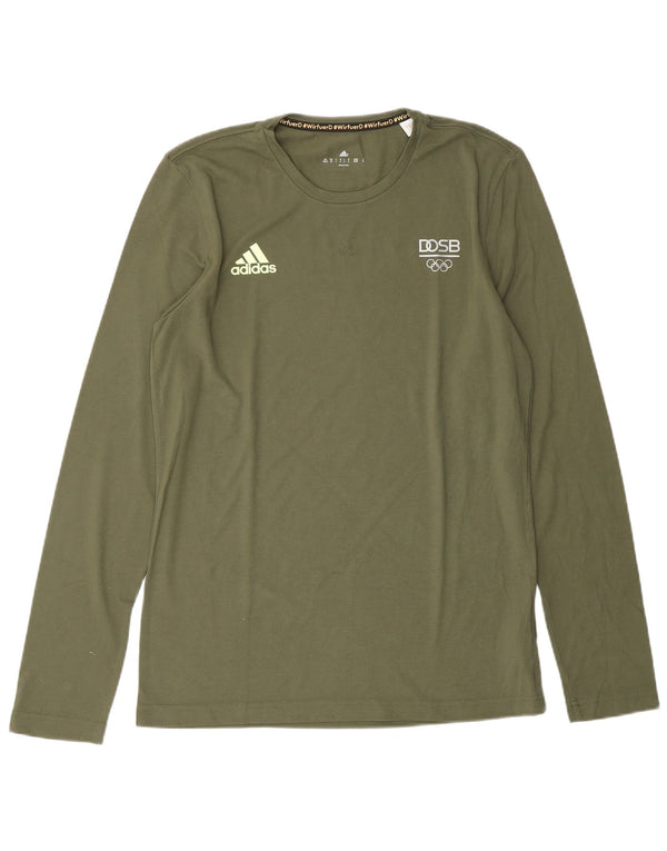 Maglia ADIDAS da uomo a maniche lunghe per i Giochi Olimpici UK 40/42 Poliestere kaki medio