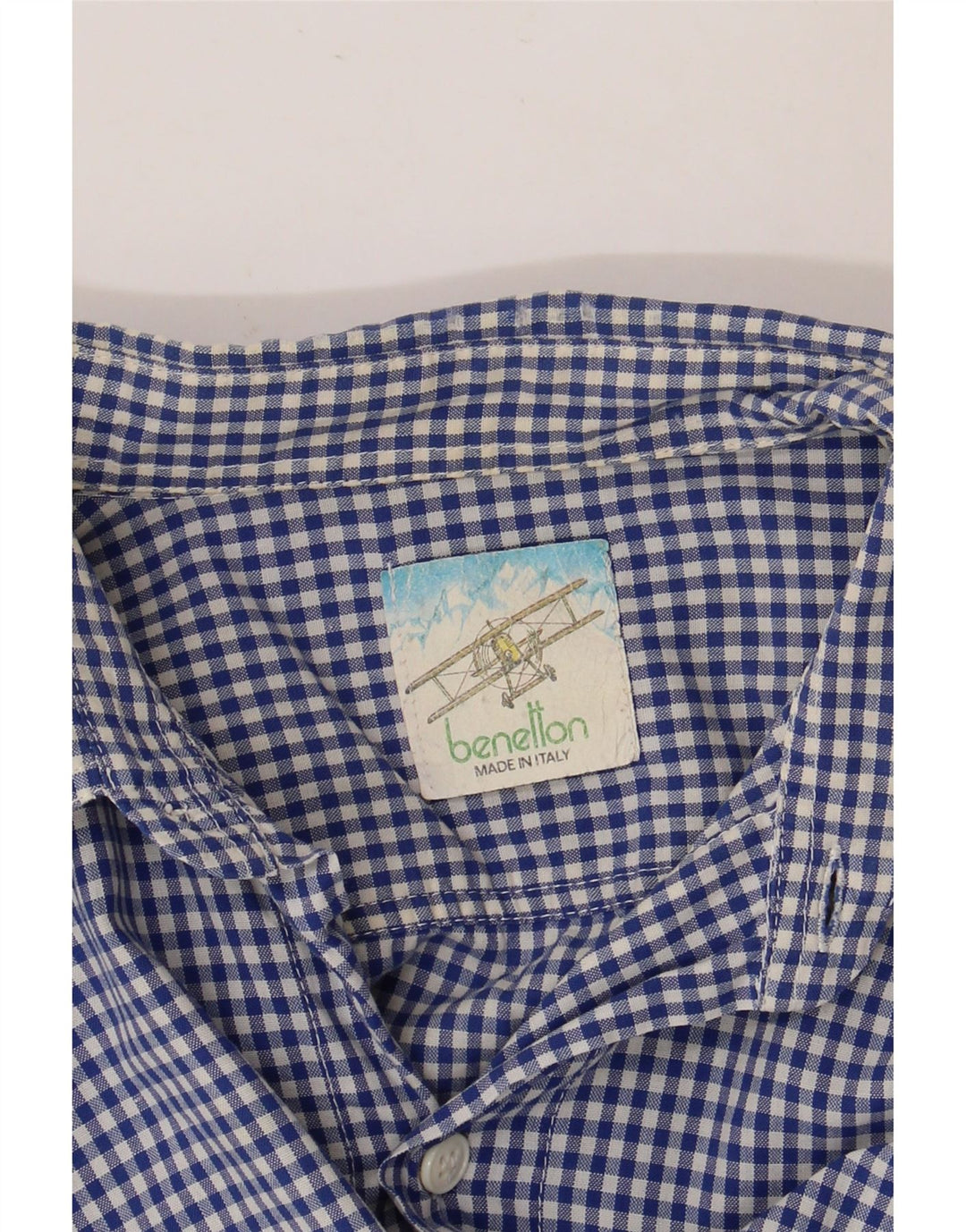 Camicia a maniche corte da uomo BENETTON XL blu a quadretti