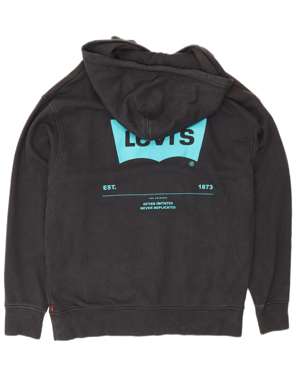 Levi's Felpa con cappuccio grafica da uomo con vestibilità rilassata, cotone medio nero