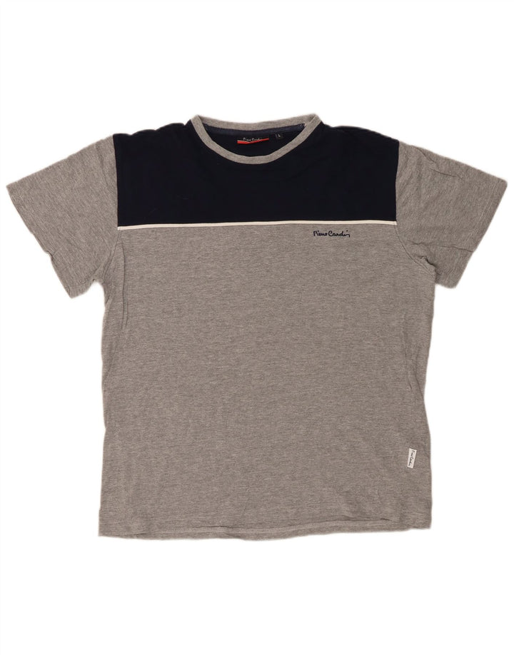 PIERRE CARDIN T-shirt da uomo Top Large in cotone color block grigio