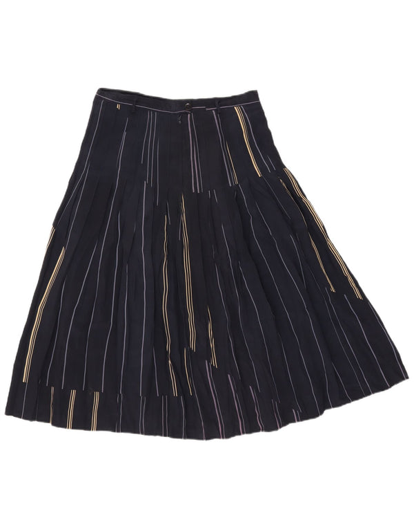 Gonna a pieghe vintage da donna EU 40 media W27 blu navy a righe