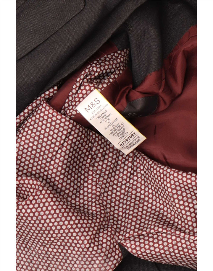 Giacca blazer a 2 bottoni Marks & Spencer da uomo UK 42 grande poliestere grigio