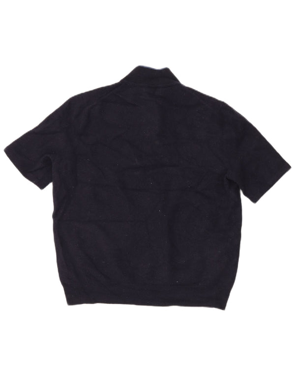 Maglione da donna con collo con zip Hugo Boss UK 20 2XL Lana vergine blu navy