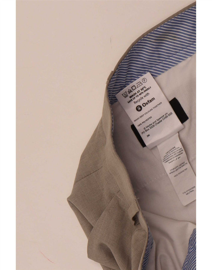 Pantaloni da abito dritti da uomo Marks & Spencer W38 L33 Poliestere beige
