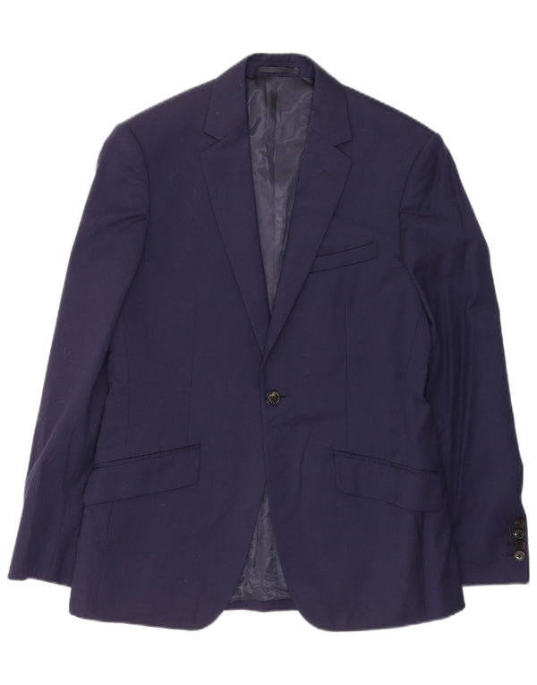 Giacca blazer da uomo a 1 bottone Reiss UK 38 media lana blu navy