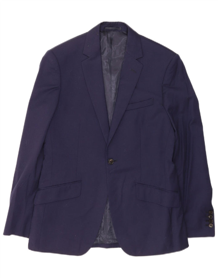 Giacca blazer da uomo a 1 bottone Reiss UK 38 media lana blu navy