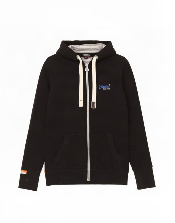Maglione con cappuccio e zip da uomo Superdry XS in cotone nero
