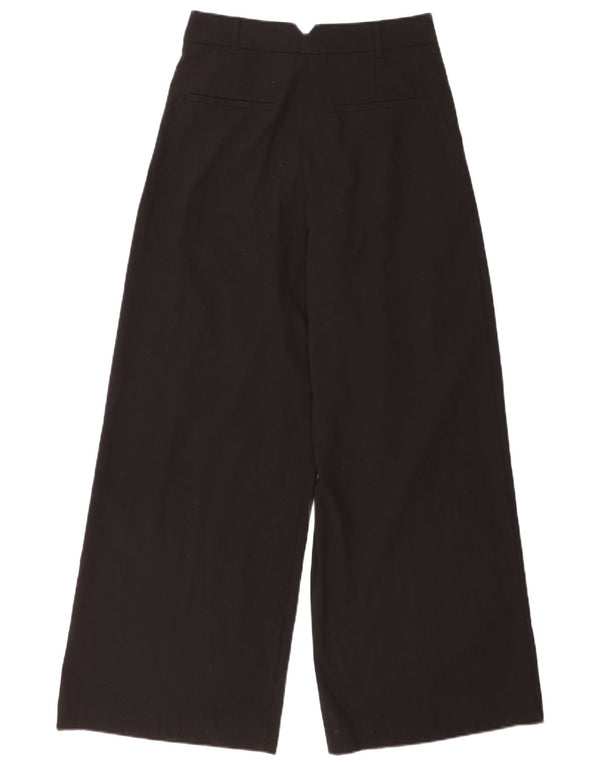 Pantaloni casual a gamba larga a vita alta da donna Zara piccoli W26 L31 neri