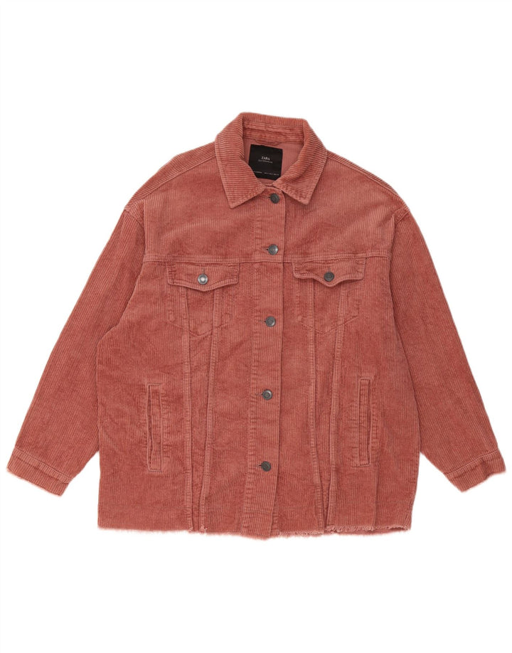Giacca da donna oversize in velluto a coste Zara UK 10 piccola in cotone rosa